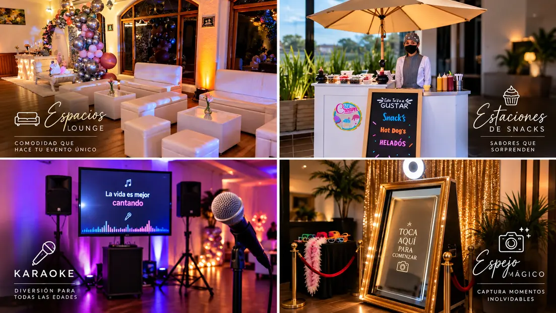 Evento empresarial con escenario y luces profesionales