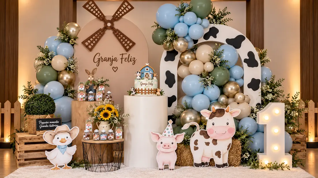 Decoración de fiesta infantil con temática de fútbol