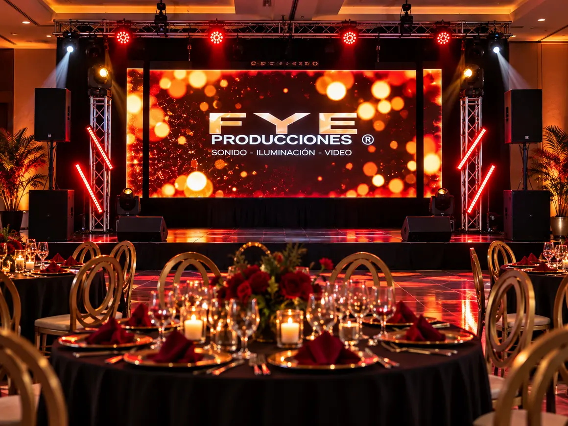Pantalla LED en fiesta de 15 años mostrando visuales detrás de la pista de baile